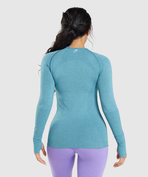 Damske Mikiny Gymshark Vital Seamless 2.0 Long Sleeve Top Tyrkysové | CJ9510264